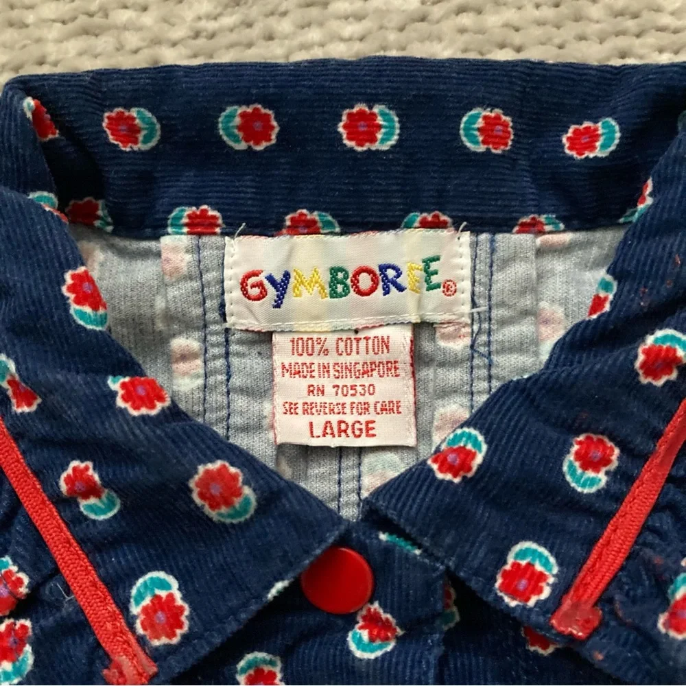 Vintage Gymboree Floral Corduroy‎ Shirt Large Long Sleeve Blouse Cottagecore